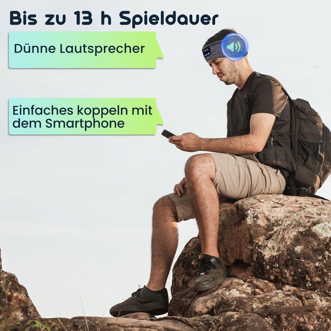 ideoon Smartes Kopfhörer-Stirnband, Bluetooth 5.4, Freisprecher & Sprachsteuerung, grau: Ein bequeme