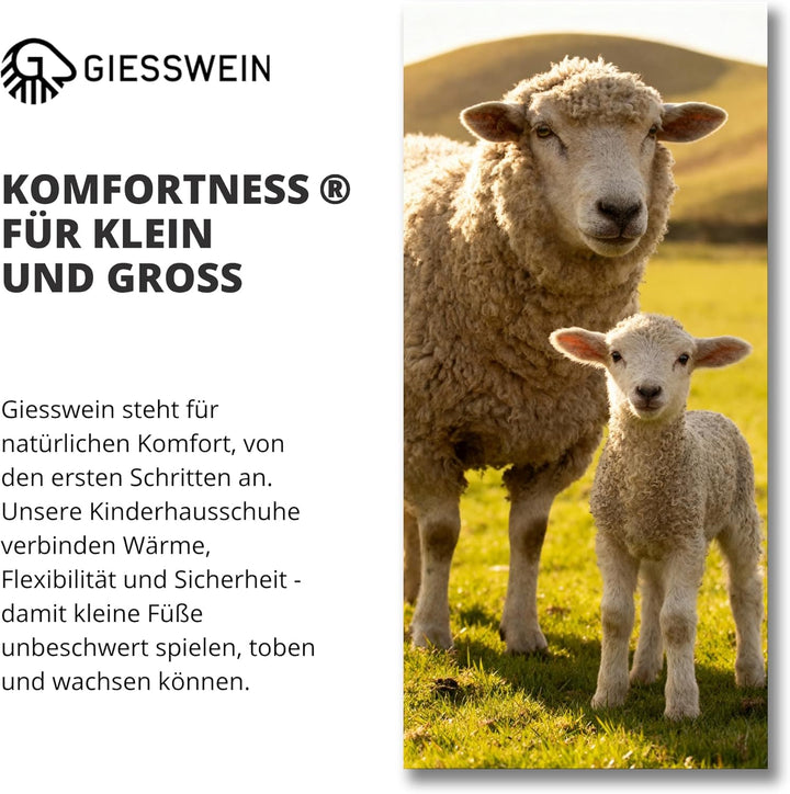 GIESSWEIN Kinder Hausschuhe Söll Slim-Fit - Baumwoll Slippers für Mädchen & Jungen, rutschfeste Kind