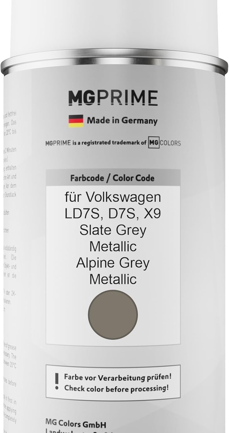 MG PRIME Autolack Sprühdosen Set für Volkswagen VW LD7S / D7S / X9 Slate Grey Metallic/Alpine Grey M