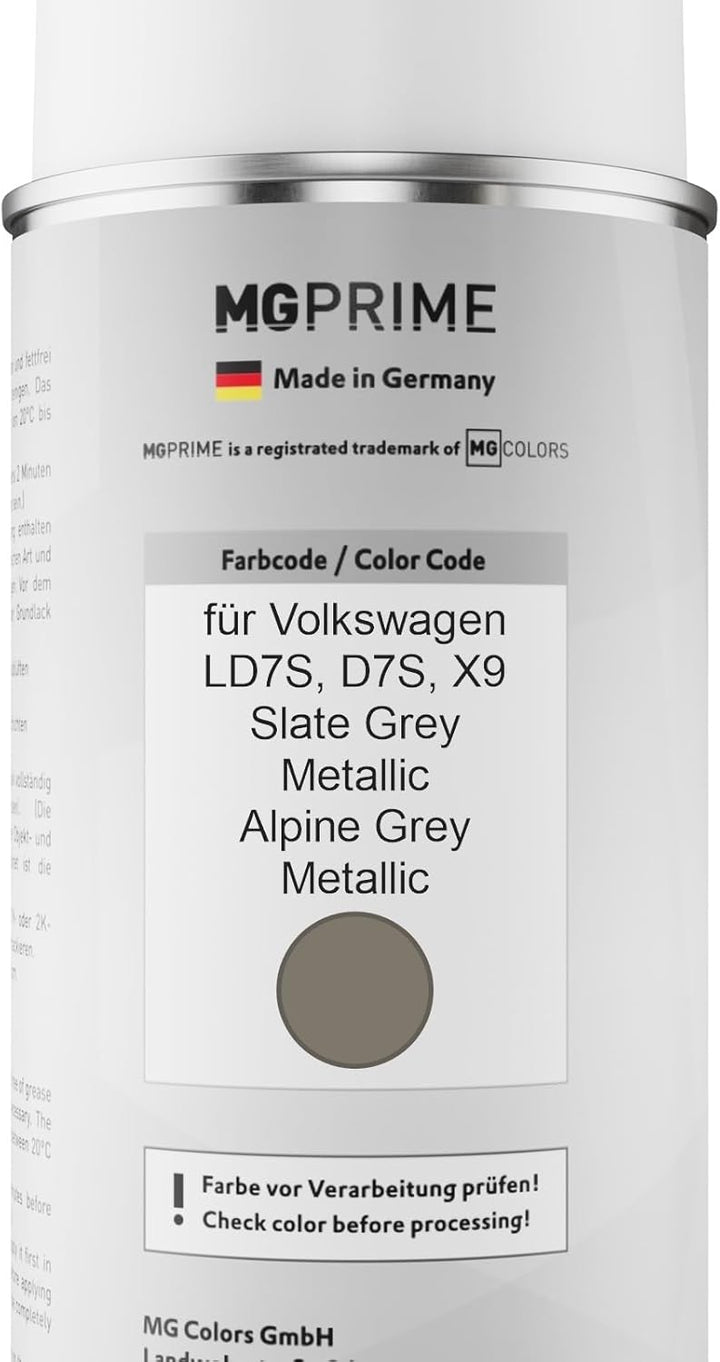 MG PRIME Autolack Sprühdosen Set für Volkswagen VW LD7S / D7S / X9 Slate Grey Metallic/Alpine Grey M