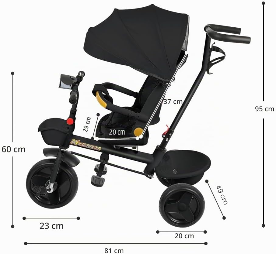 Multi-Funktions-Kinderdreirad, Dreirad 5 in1, Kleinkind-Dreiräder-Kinderwagen, mit Verstellbarem Sch