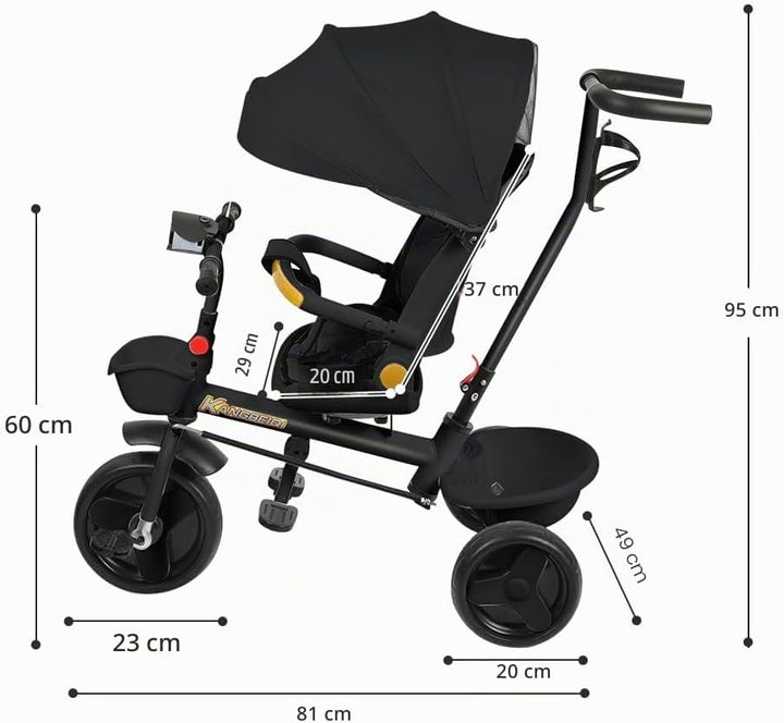 Multi-Funktions-Kinderdreirad, Dreirad 5 in1, Kleinkind-Dreiräder-Kinderwagen, mit Verstellbarem Sch