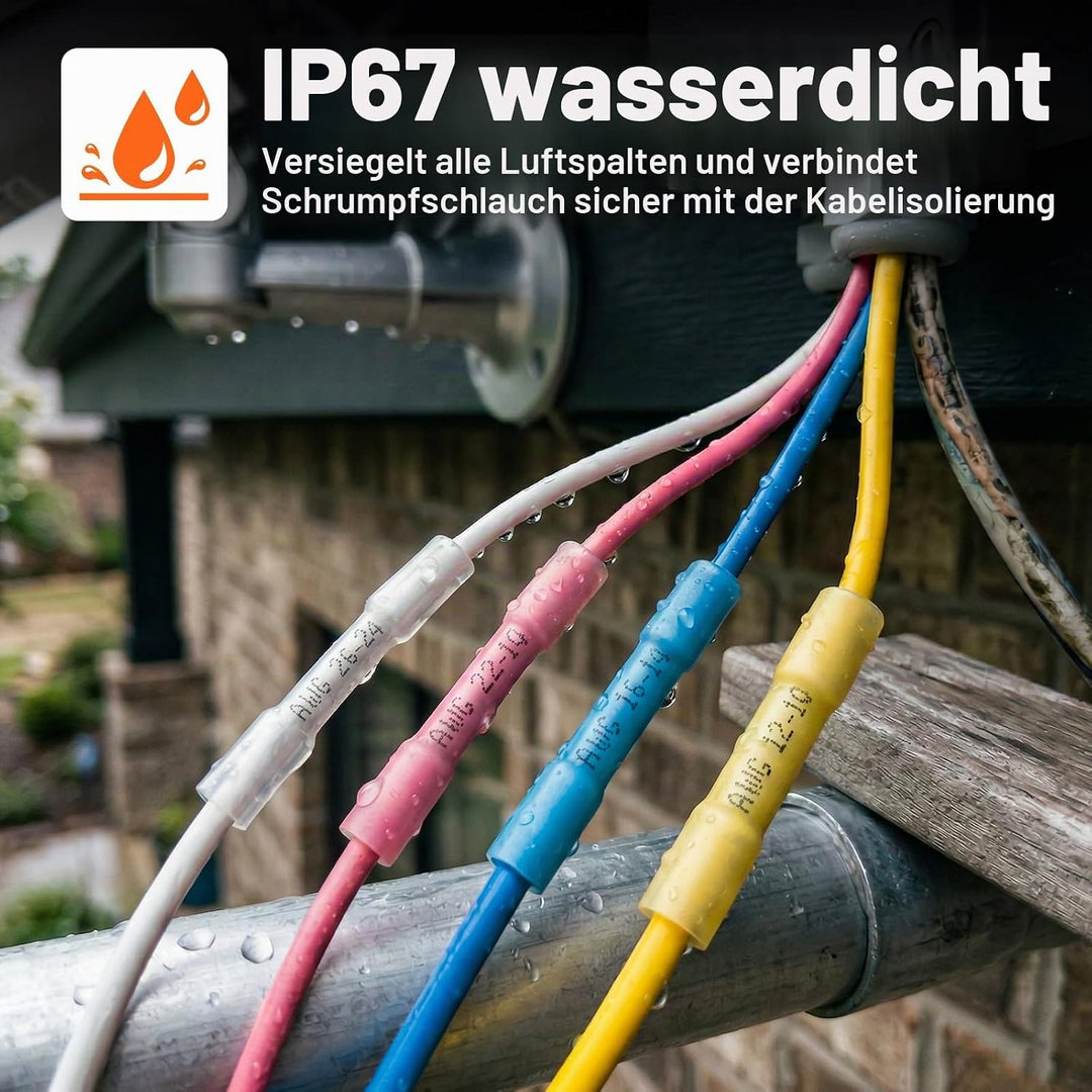 Preciva Crimpzange mit 180 Wärmeschrumpf-Schrumpfverbindern (0,25-6mm²), Quetschverbinder-Crimpzange