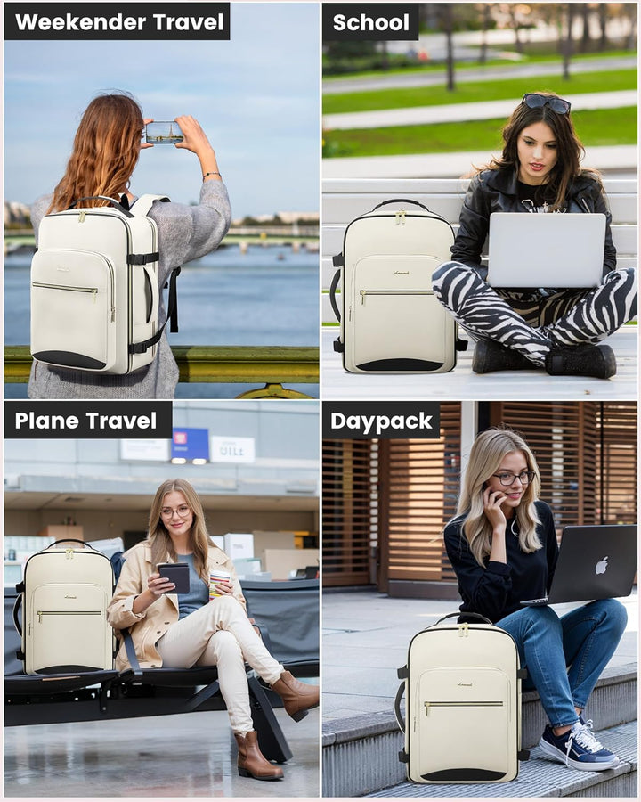 LOVEVOOK Handgepäck Rucksack Flugzeug, 40L Gross Reiserucksack Damen Kofferrucksack, Wasserdicht Rei