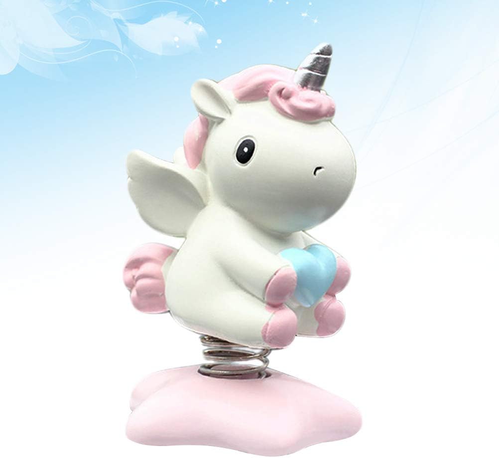 Abaodam Einhorn Ornament Mit Wackelkopf Aus Umweltfreundlichem Harz Cartoon Auto Armaturenbrett Deko