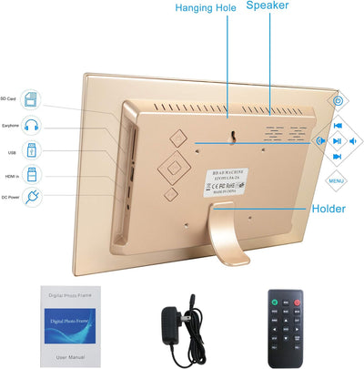 12 Zoll elektronischer Bilderrahmen Metall & 1280X800 hochauflösendes IPS-Breitbild-Display – Kalend