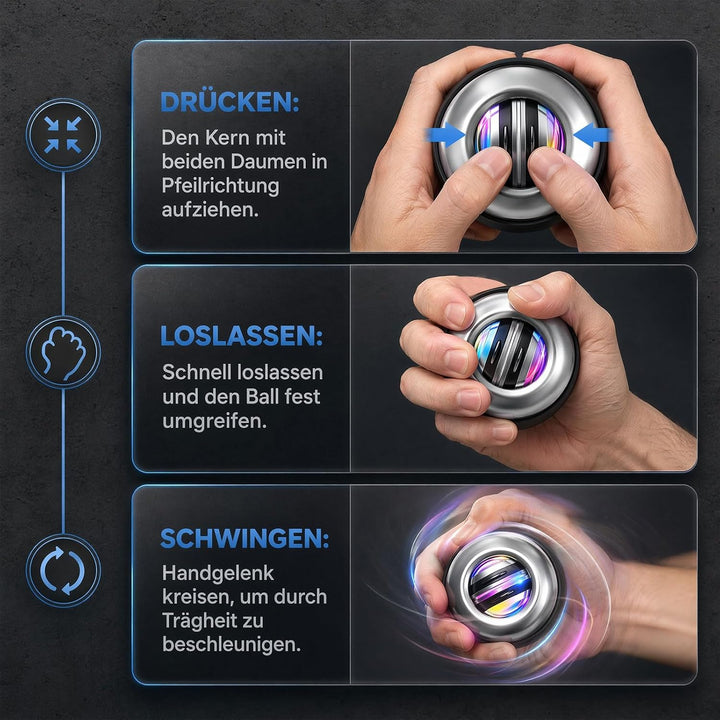 Powerball Handtrainer Gyroball with Counter for Forearm Strength and Grip Training - 5-Stage Adjusta