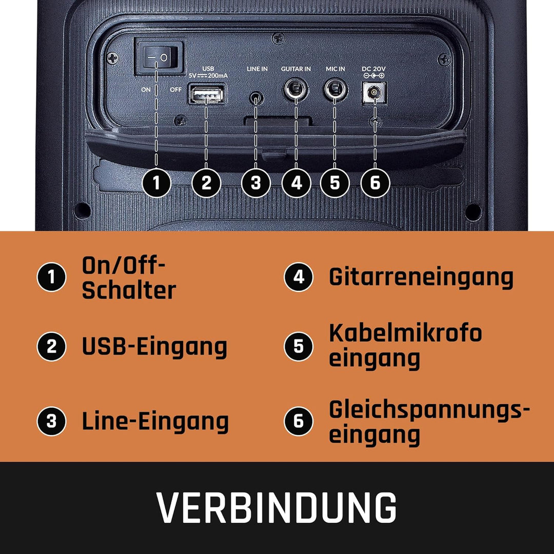 Lenco PA-100 Bluetooth PartyBox - Tragbarer Party-Lautsprecher - Bluetooth 5.0 mit TWS - IPX4 - Part