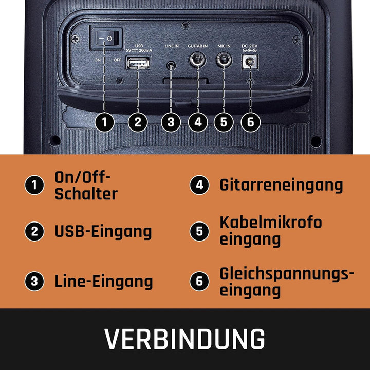 Lenco PA-100 Bluetooth PartyBox - Tragbarer Party-Lautsprecher - Bluetooth 5.0 mit TWS - IPX4 - Part