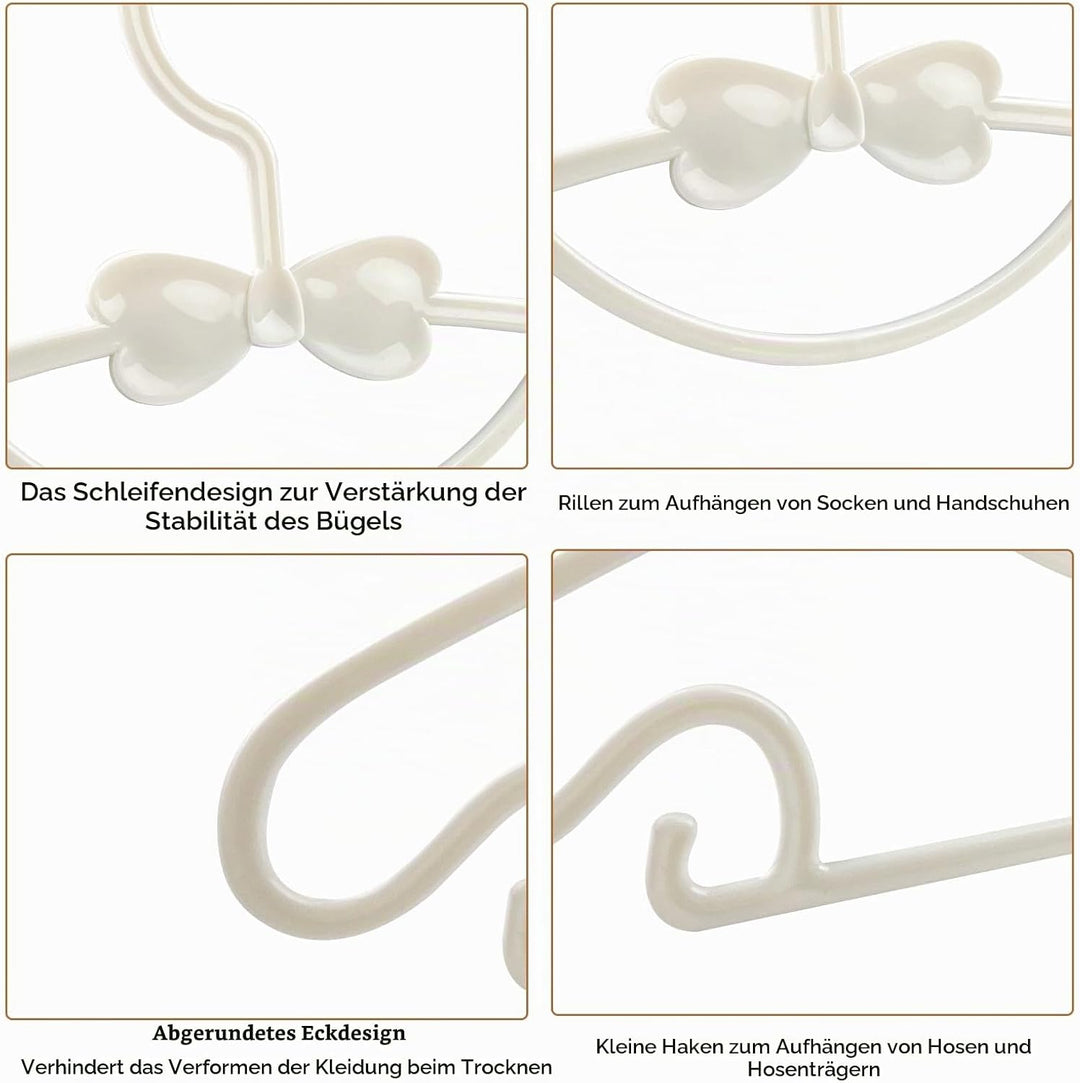 Magrimaxio 40 Stück Kleiderbügel Kinder Weiss, Kinderkleiderbügel 29.7cm, Baby Kleiderbügel Kunststo