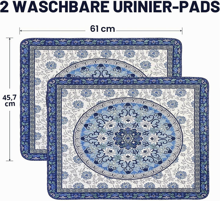 Washable Pee Pads for Dogs, 2 Pack Reusable Puppy Pads 45×60cm Super Absorbent Quick Dry Dog Trainin