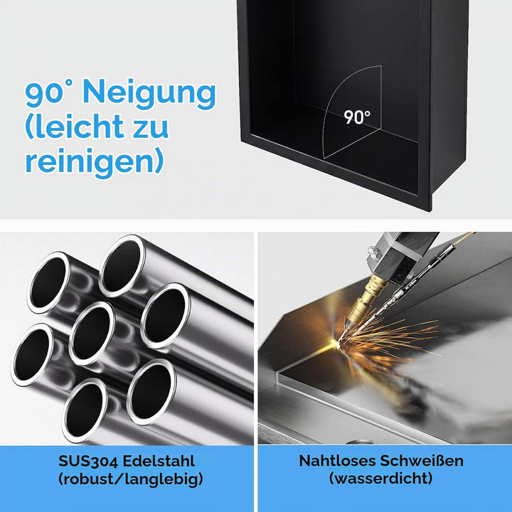Duschnische,Wandnische Dusche Edelstahl mit LED-Beleuchtung,Duschnische Unterputz,Eingelassene Wandn
