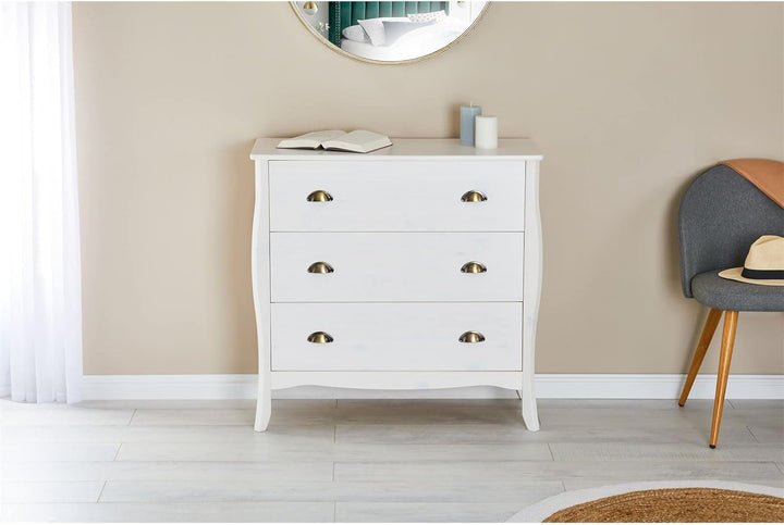 IDIMEX Kommode Antoinette, schönes Sideboard im Barockstil, antike Anrichte aus Kiefer in weiss, pra