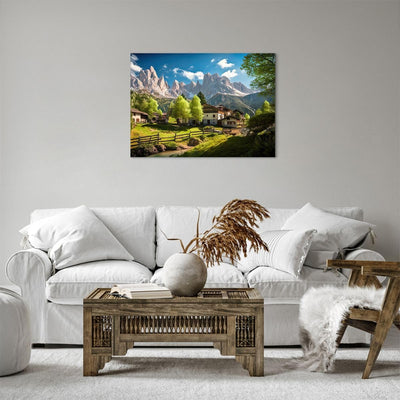 ARTTOR Bilder auf Leinwand Berge Landschaft Alpen Leinwandbild 70x50cm Wandbilder Dekoration Wohnzim