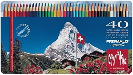 Caran d'Ache 999340 - PRISMALO Aquarelle Buntstifte in Metallbox, 1 stück (40er Pack)