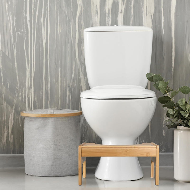 Relaxdays Toilettenhocker, Stuhlgang Unterstützung, WC Hocker für Erwachsene, Bambus, H x B x T: 21