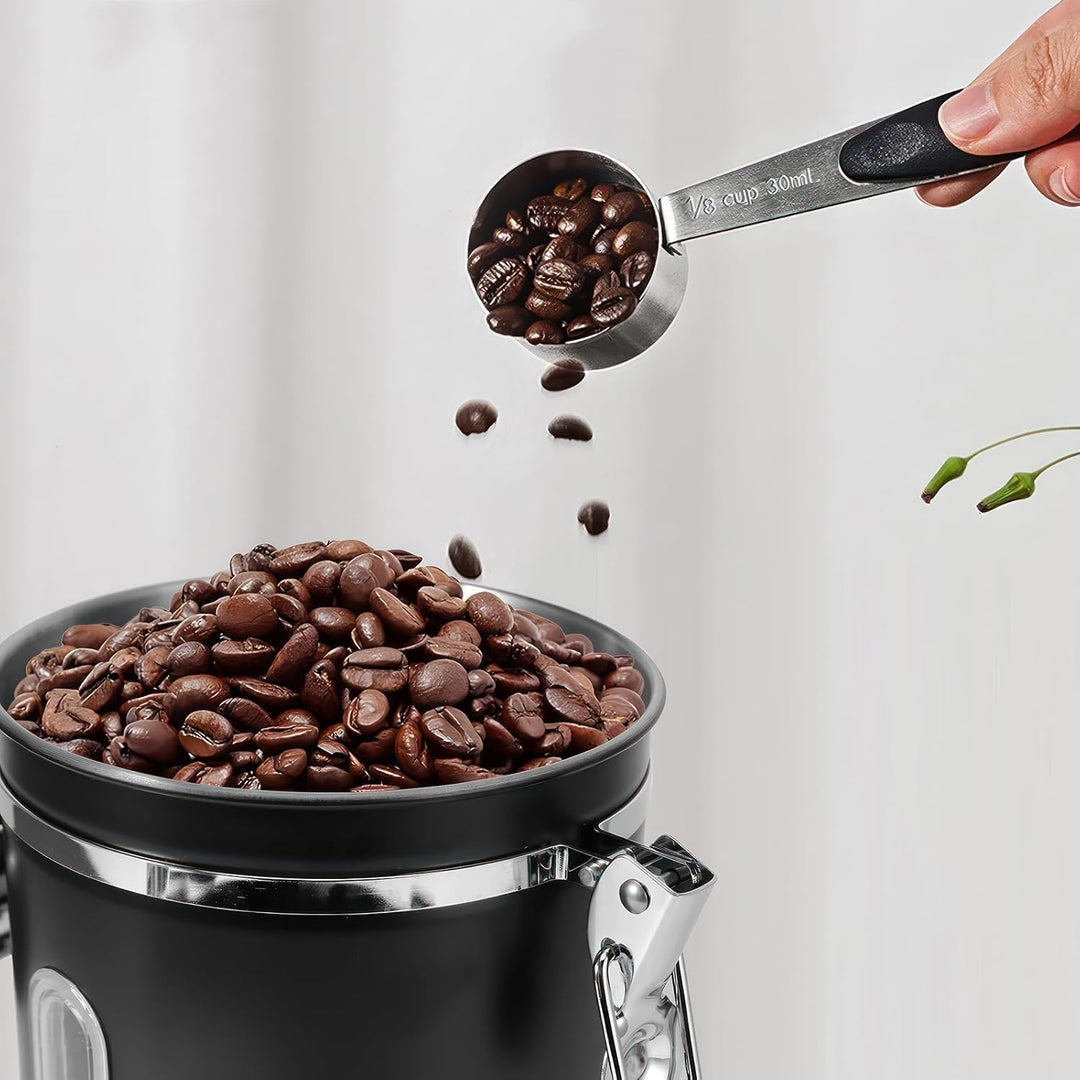 ZONJIE Kaffeedose luftdicht - 1,8L Edelstahl Kaffeebohnenbehälter Vakuum Kaffeebohnen Vorratsdose mi