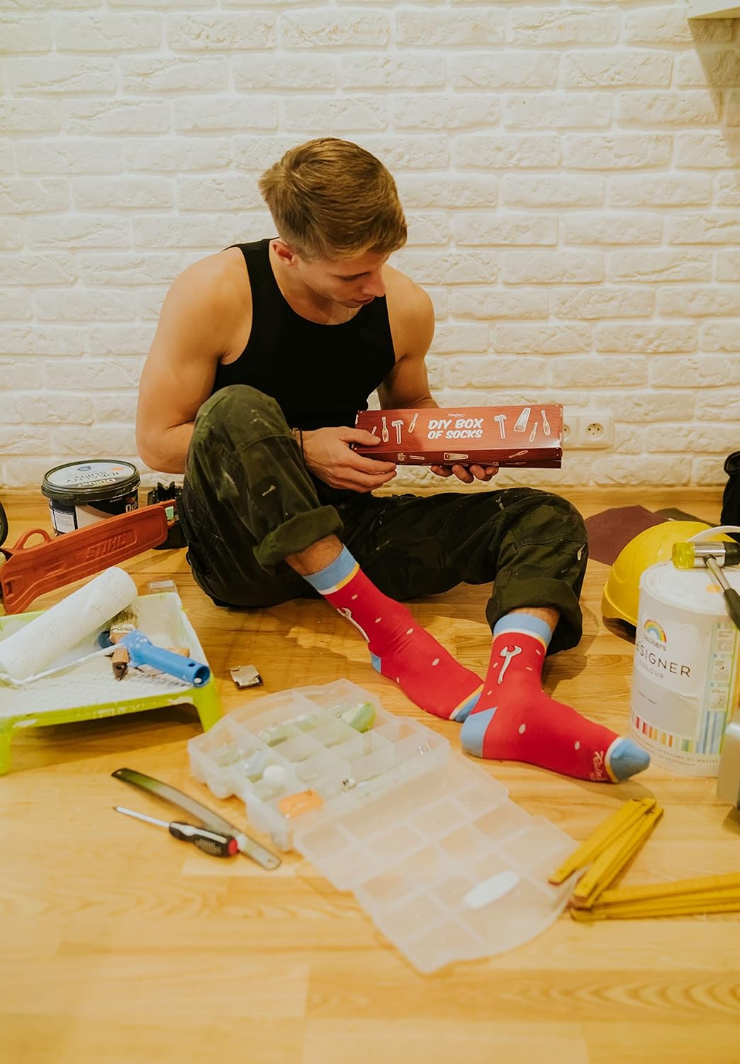 Rainbow Socks - Damen Herren DIY Set Lustige Geschenke Bunte Socken - 2 Paar 47-50 2x DIY BOX OF SOC