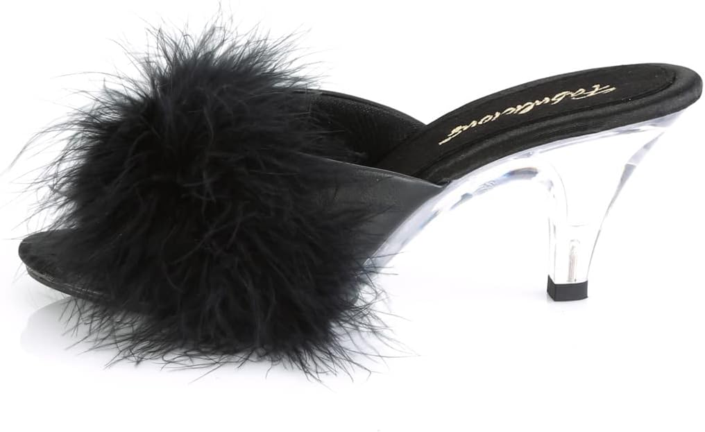 Fabulicious Mädchen BELLE-301F Offene Sandalen, Schwarz (Blk Satin-Fur/CLR), 35 EU