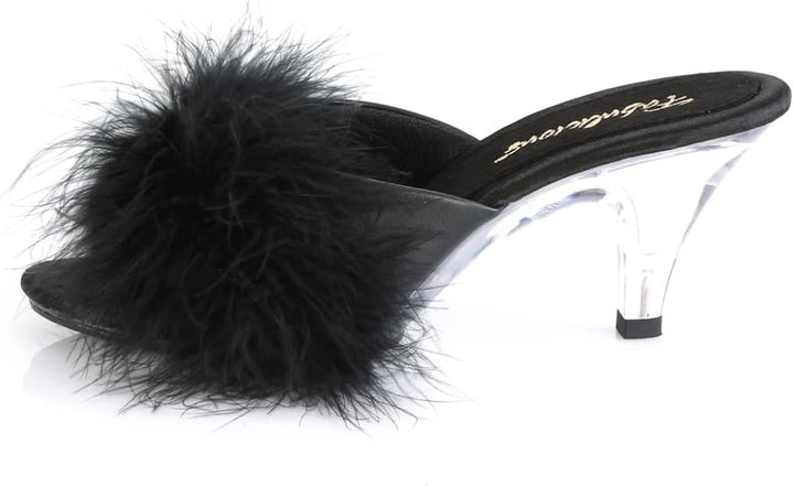 Fabulicious Mädchen BELLE-301F Offene Sandalen, Schwarz (Blk Satin-Fur/CLR), 35 EU