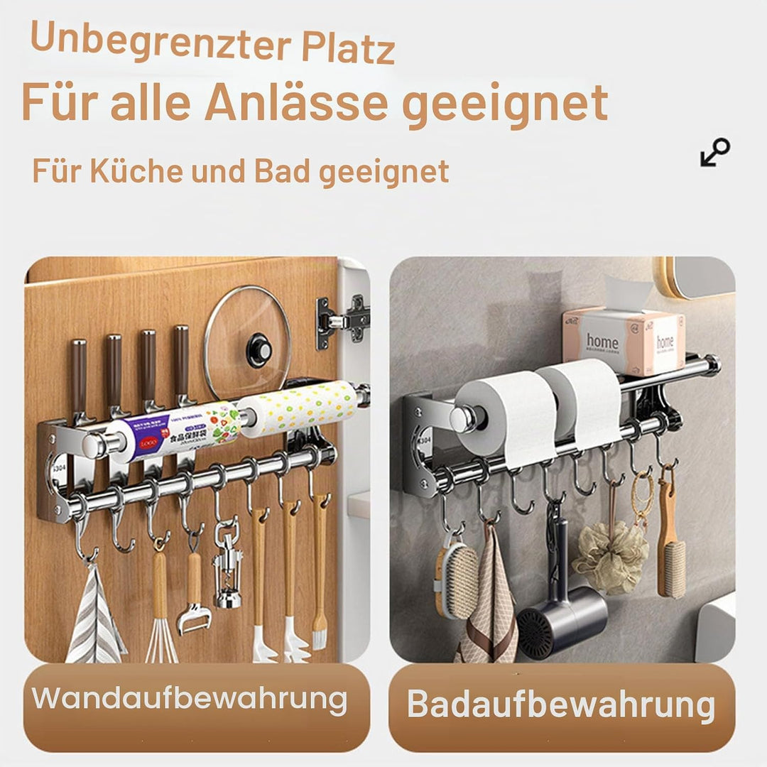 küchenhalterung für küchenhelfer, Hängende Topf Rack, Platzsparende Küchenutensilien Rack mit Haken,