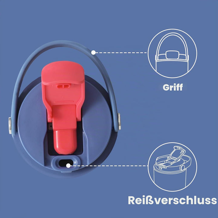 Bottle Bottle Isolierte Wasserflasche mit Trinkhalm und Henkel, Edelstahl-Wasserflaschen für Auto, S