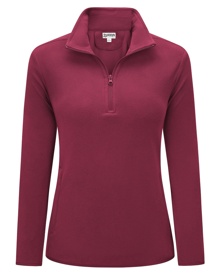 33,000ft Damen Fleece Pullover mit Halbreissverschluss Stehkragen Fleecepullover Sweatjacke Winter W