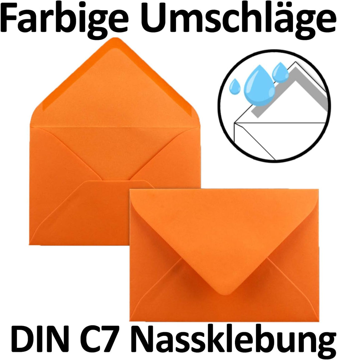 200x Umschlag-Set aus kleinen Umschlägen Bunt DIN C7 8,1 x 11,4 cm mit Spitzklappe und Nassklebung i