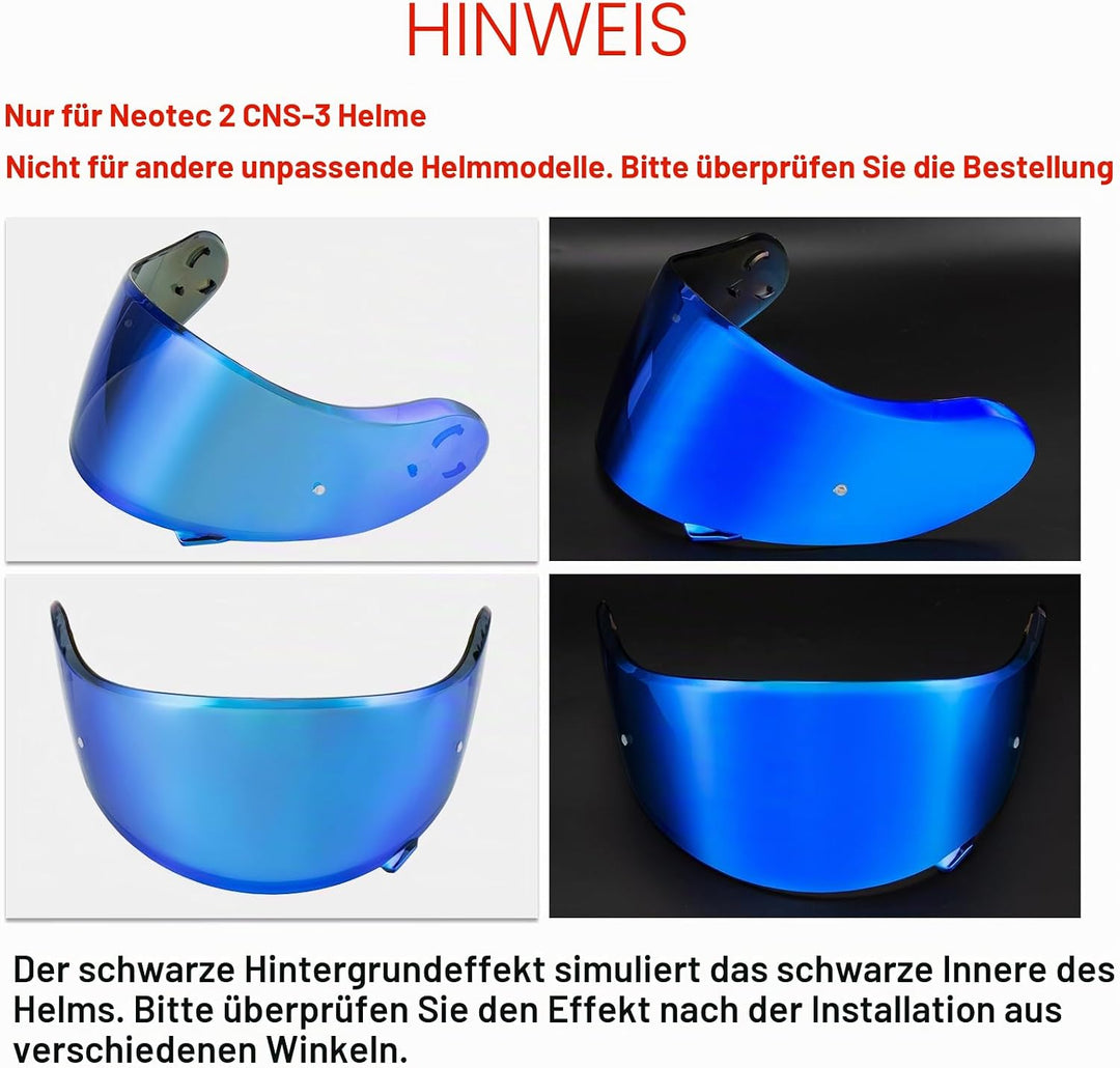 PSLER Helm Visier für Neotec 2 - Verspiegelt Helmvisier für Shoei Neotec 2 CNS-3 Getöntes Visier Mot