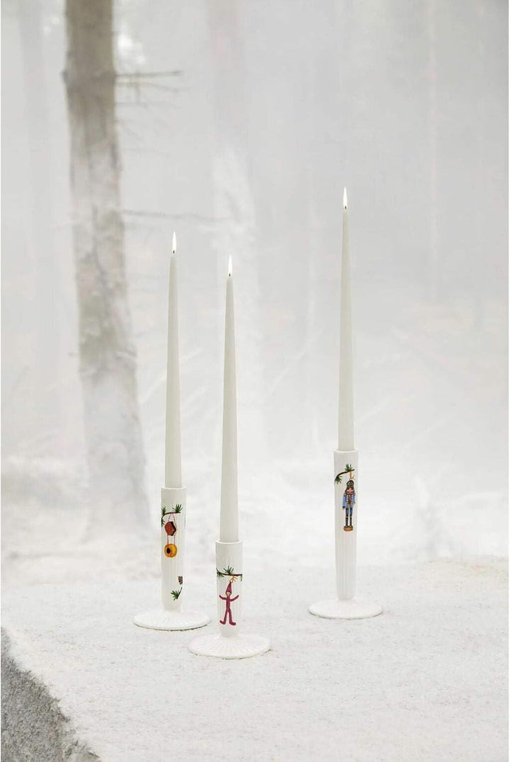 Kähler Kerzenständer H16 cm Hammershøi Christmas mit Aquarellmalerei, Weiss 16cm, 16cm