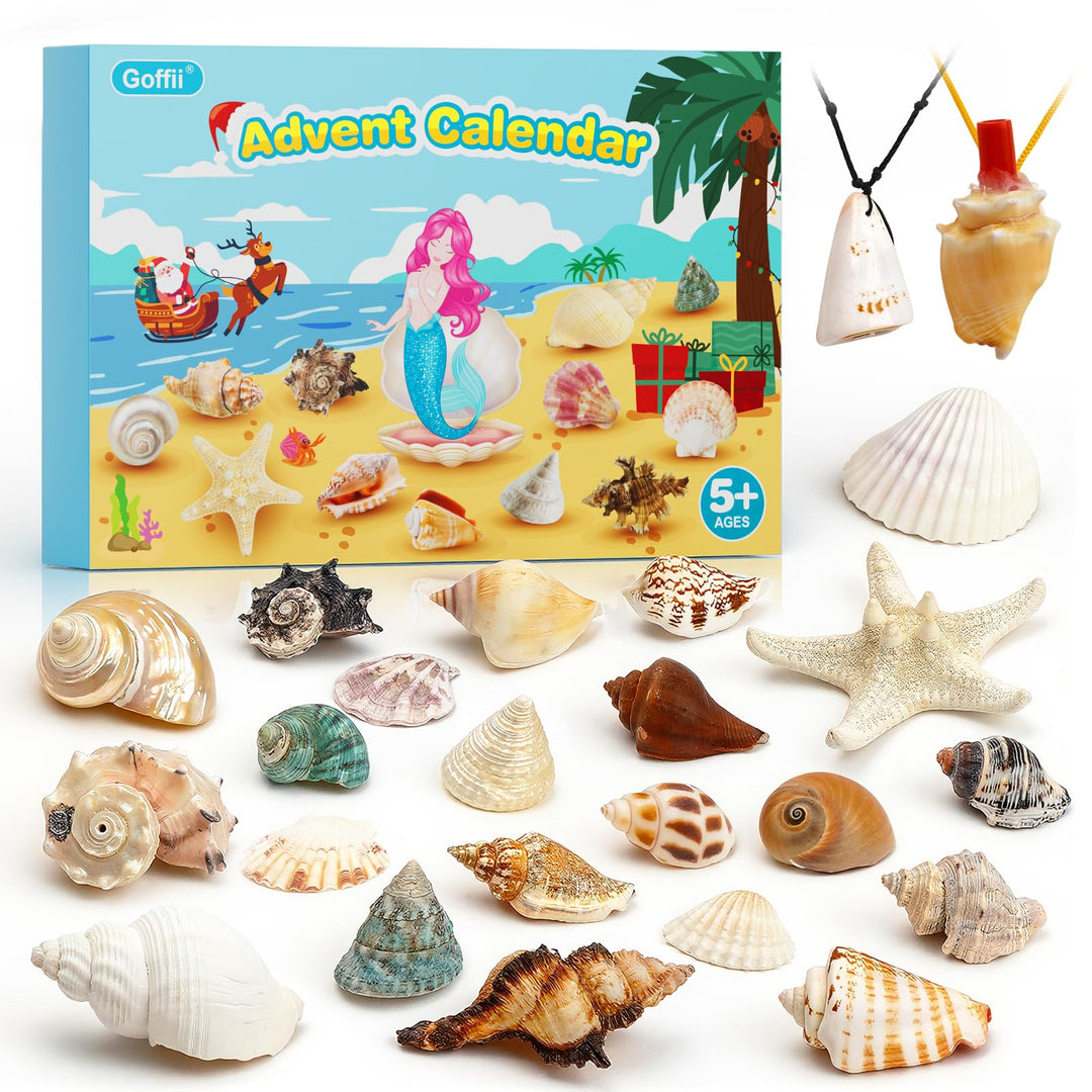 Adventskalender 2025 Kinder, 24 Tage Weihnachts-Adventskalender Countdown, Muscheln Adventskalenders