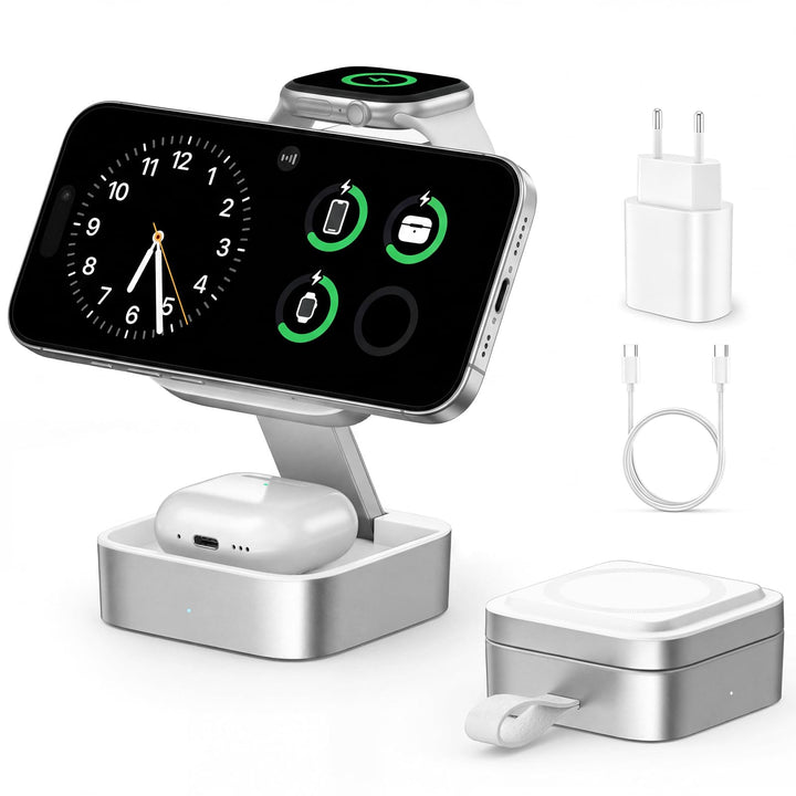 3-in-1-Ladestation für Apple, magnetisches faltbares kabelloses Ladegerät mit Mag-Safe für iPhone 17