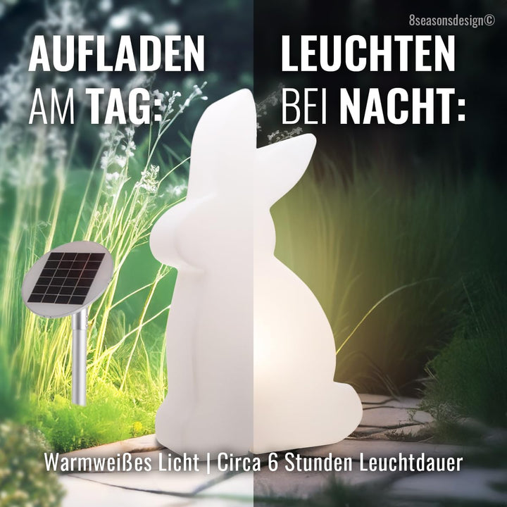 8 seasons design| LED Aussenleuchte Hase Solar Shining Rabbit (50 cm gross, warmweiss, Dämmerungssen