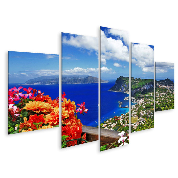 Bild Bilder auf Leinwand malerische Insel Capri Italien Wandbild Poster Leinwandbild RDJ 170x80cm -