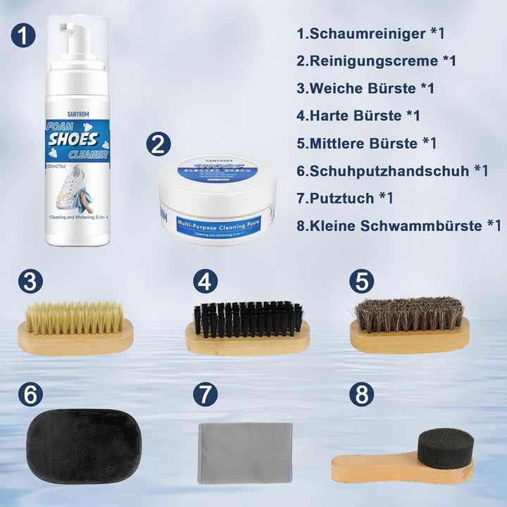 Sneaker Cleaner Set 8 in 1, Sneaker Reinigungsset für Sneaker und Schuhe, Premium Sneaker Reiniger S