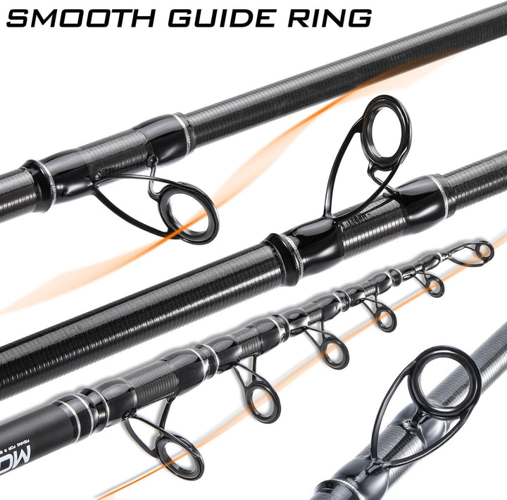 Sougayilang Teleskop Karpfenrute, tragbare Reise Angelruten, Carbon Fiber Spinning Angelrute für Kar