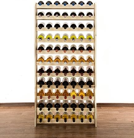 PROREGAL Weinregal PINOTWINE C | HxBxT 138,4x72,8x26,5cm | 77 Flaschen | Massives Kiefernholz | Natu