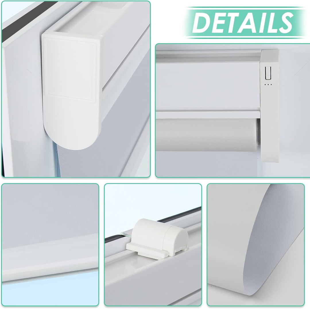 Allesin Elektrische Rollos mit Fernbedienung, Weiss Verdunklungsrollo 45x120cm (BxH) Klemmträger Ohn