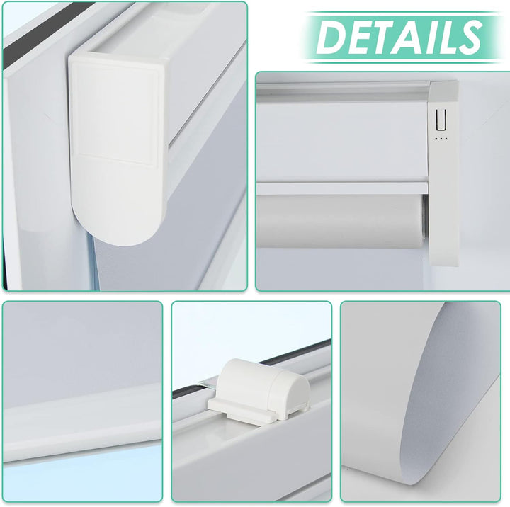 Allesin Elektrische Rollos mit Fernbedienung, Weiss Verdunklungsrollo 45x120cm (BxH) Klemmträger Ohn