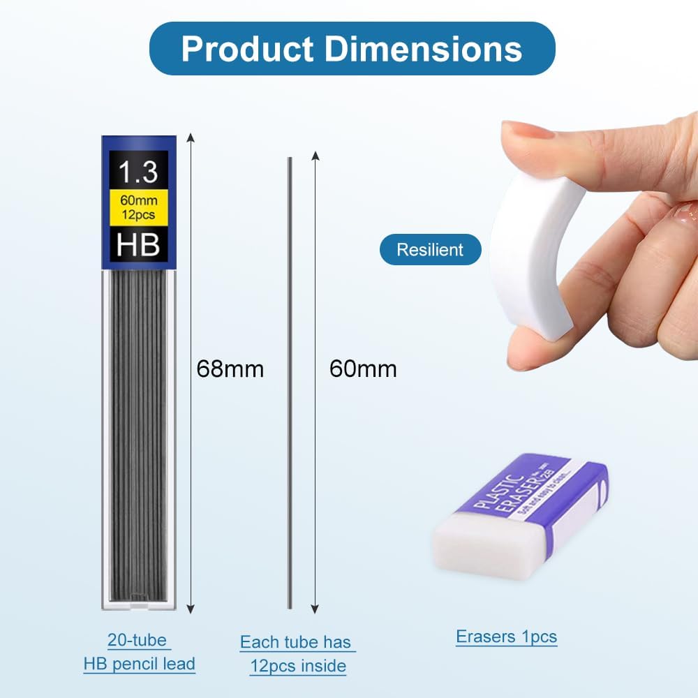 240 Stück Bleistiftminen 1,3 HB Ersatzminen Druckbleistift Minenbleistift set Automatische Mine fein