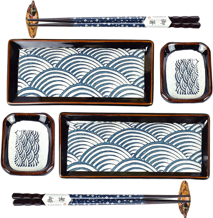 Artcome 8 Stück Japanisches Keramik Sushi Platte Geschirr Set für Hochzeit Housewarming - 2 Sushi Pl