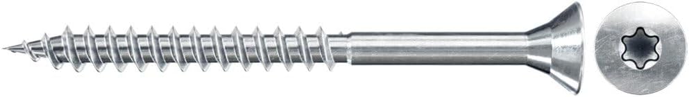 fischer Spanplattenschraube 6,0 x 180 Senkkopf blauverzinkt Teilgewinde Innenstern TX Blau Verzinkt