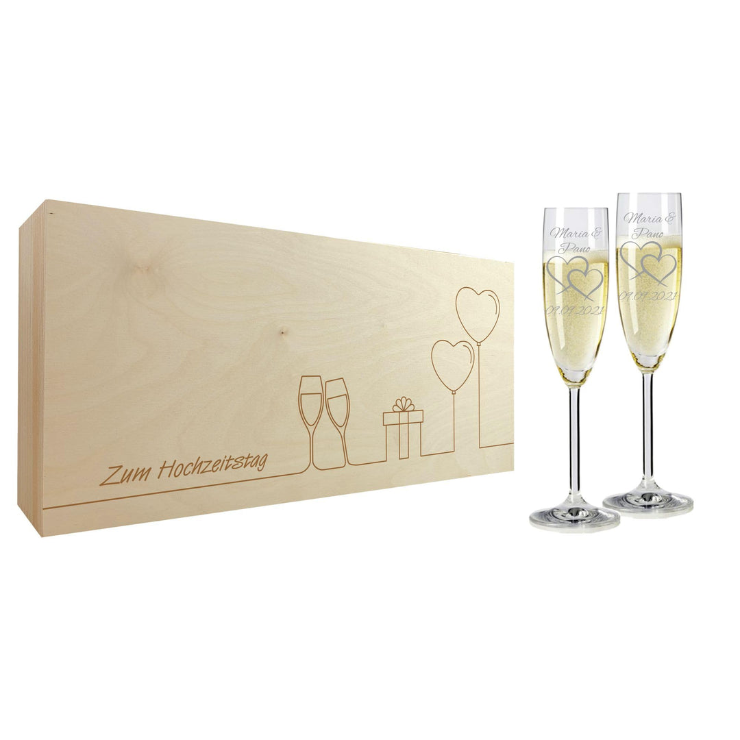 Geschenk zum Valentinstag – Sekt Geschenksets – Sektglas mit Gravur 200ml – Hochzeitsgeschenke – Ges