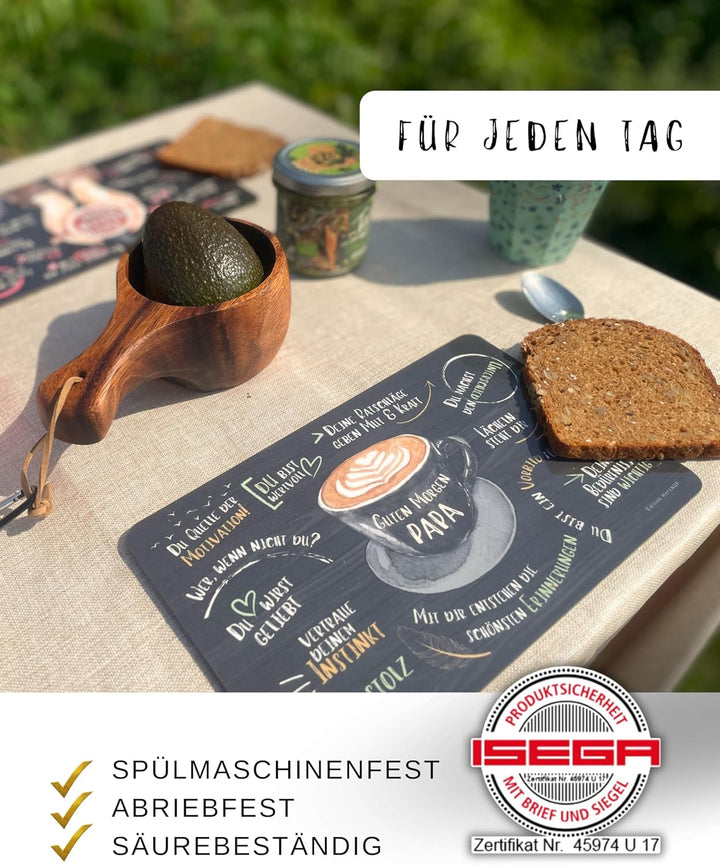 Geschenk für Eltern: Frühstücksbrettchen Set: GUTEN MORGEN, Geschenk für frischgebackene Eltern, Ges