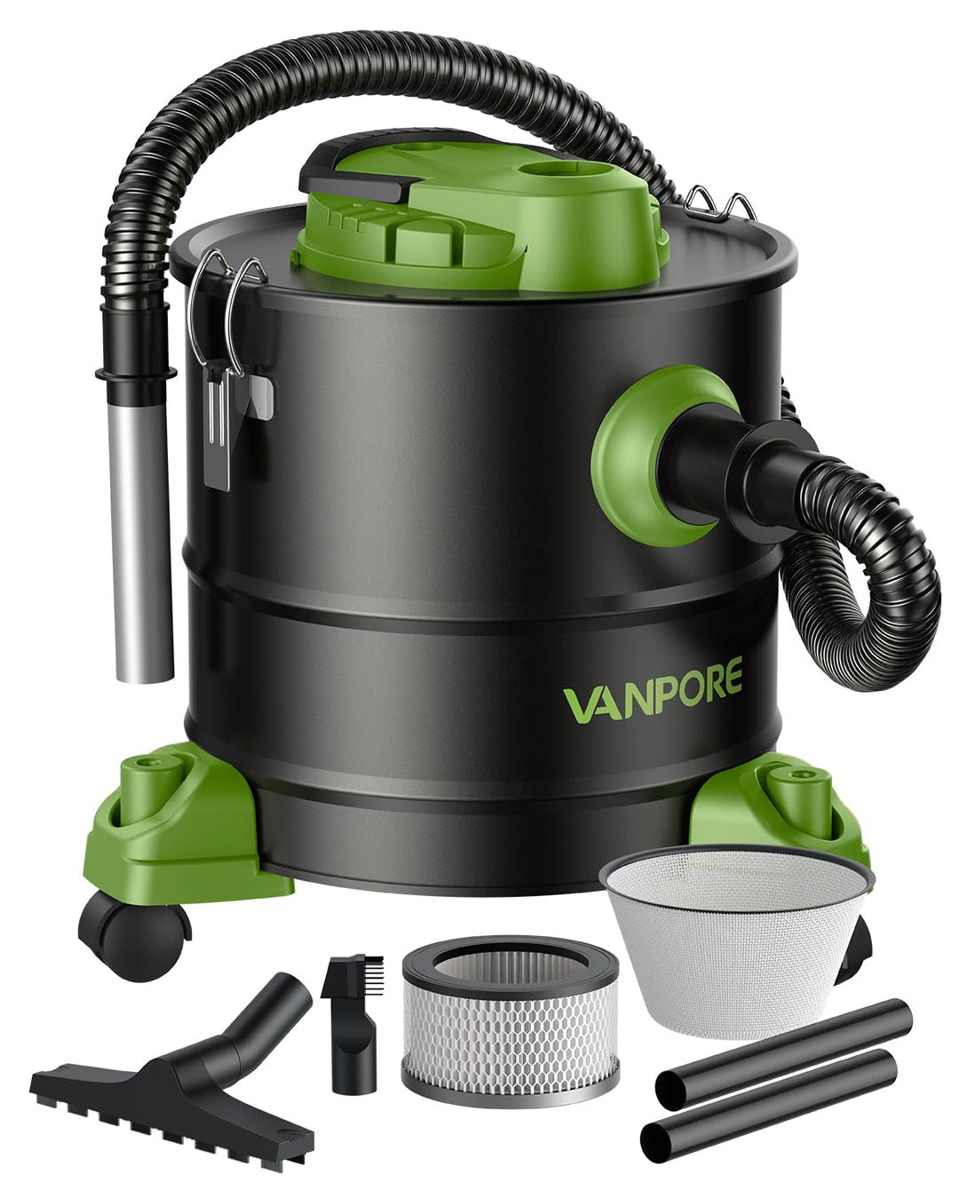Aschesauger, 5,2 Gallonen, mit 1200 W Saugleistung, Fahrgestell, Aschesauger für Pelletöfen, Kamine,