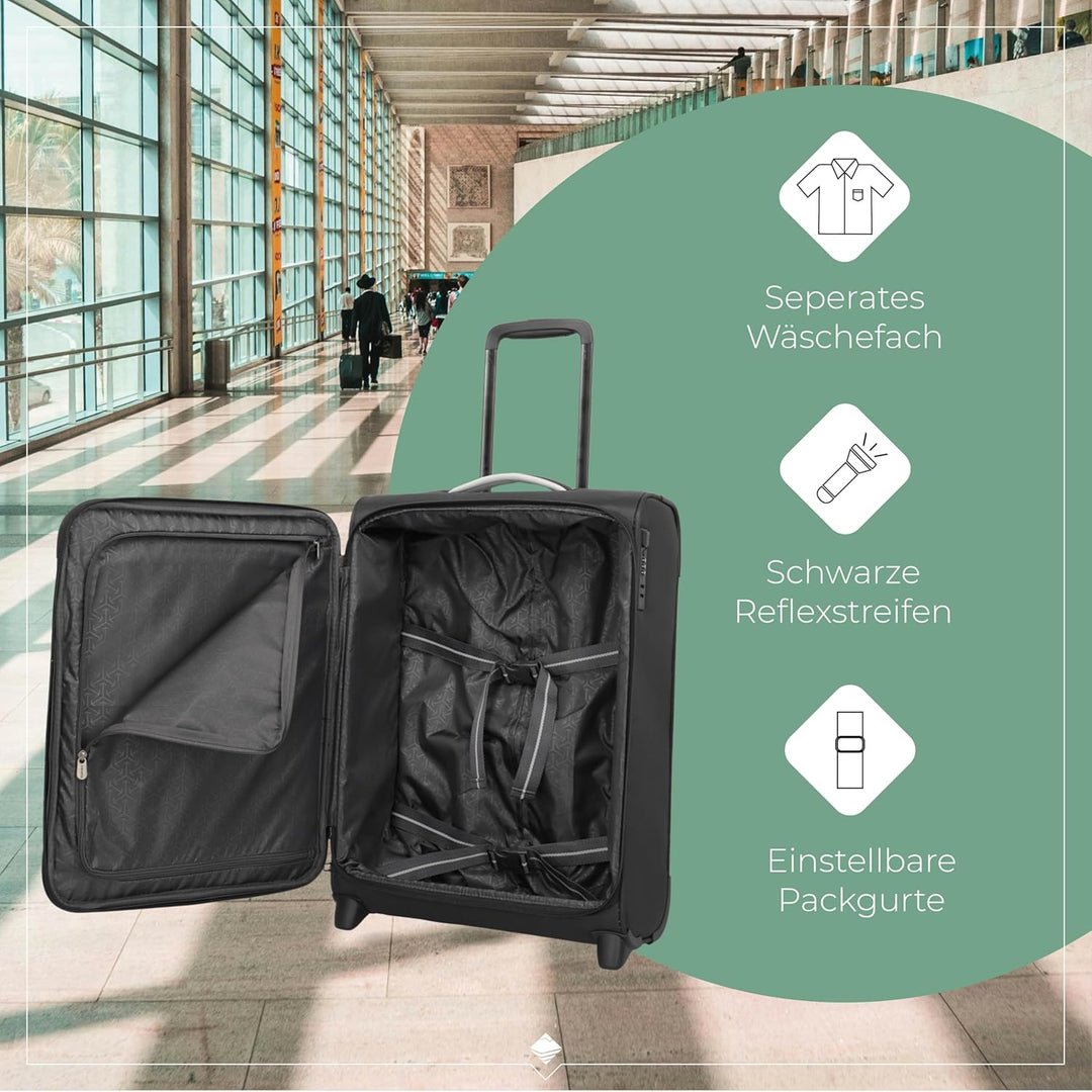 Travelite Handgepäck Trolley klein, Jetpack, Weichschale, 55x40x20 cm, Ultraleicht 1,7 kg, mit 2 Rol