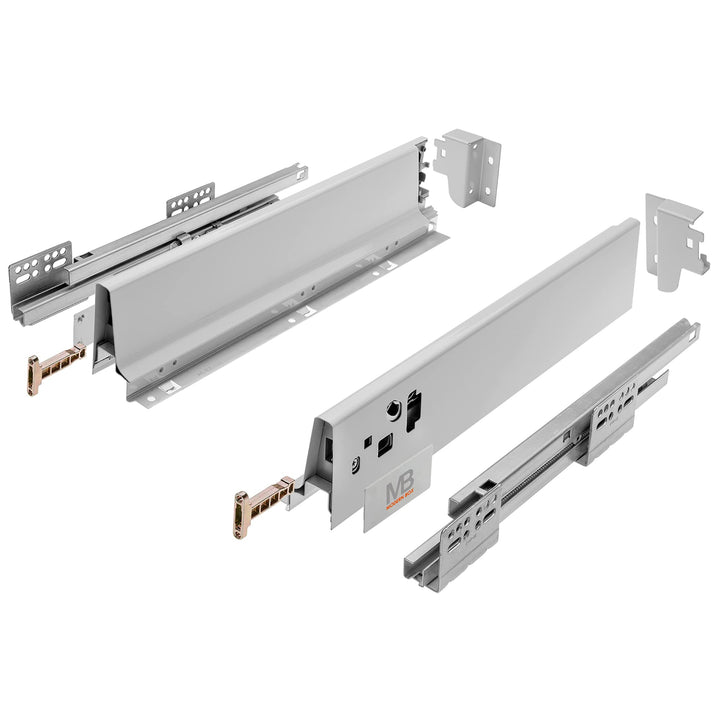 GTV - Modern Box Schublade I L=450mm H=83 mm I Grau I Leises Schliessen I Belastung bis zu 40 kg I E