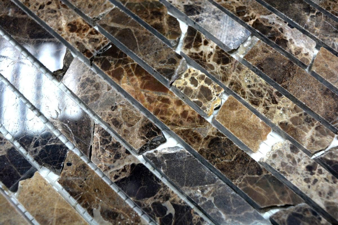 Mosaik Fliese Marmor Naturstein Brick Impala braun poliert MOS40-1306 | 10 Mosaikmatten 305x322 mm /