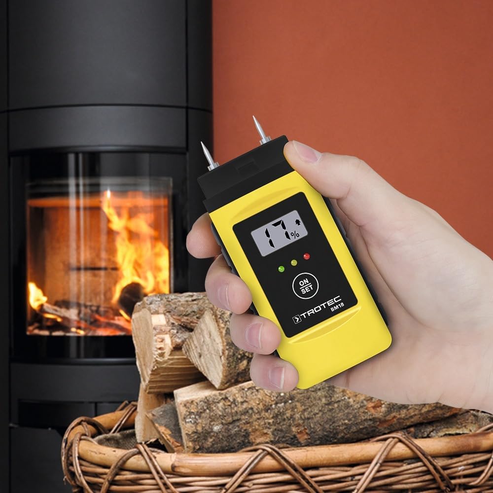 TROTEC Feuchtigkeitsmessgerät BM18 – Für Wand, Holz, Estrich – Messbereich 6-60%, Abschaltautomatik