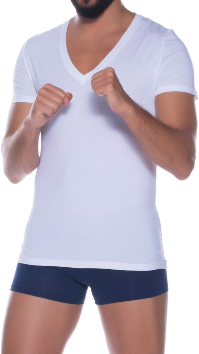 HOM, T-Shirt V-Ausschnitt Supreme Cotton, Herren XXL Weiss, XXL Weiss